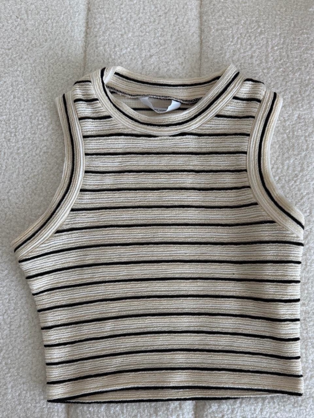Amanda Uprichard Cream & Black Striped Knit Tank - Kids